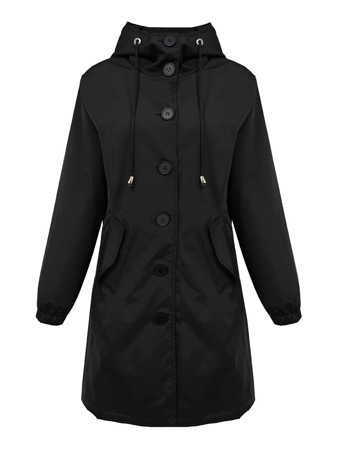 Damen nan leichter Regenparka mit Kapuze, überlanger Knopfleiste, Tunnelzug und aufgesetzten Taschen Echo Archiv