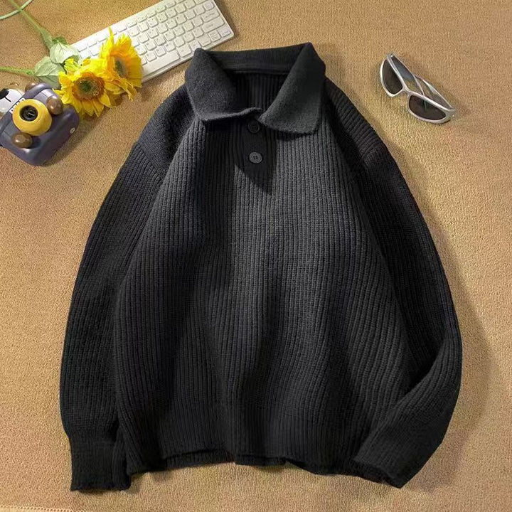 Damen Feinstrick-Polopullover mit Rippenstruktur und Zwei-Knopf-Leiste Echoarchiv