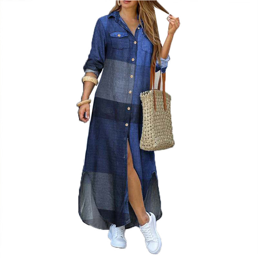 Damen nan langes Hemdkleid mit floralem Muster und seitlichem Schlitz Echo Archiv