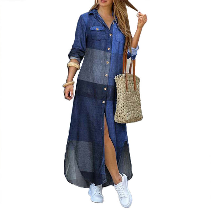 Damen nan langes Hemdkleid mit floralem Muster und seitlichem Schlitz Echo Archiv