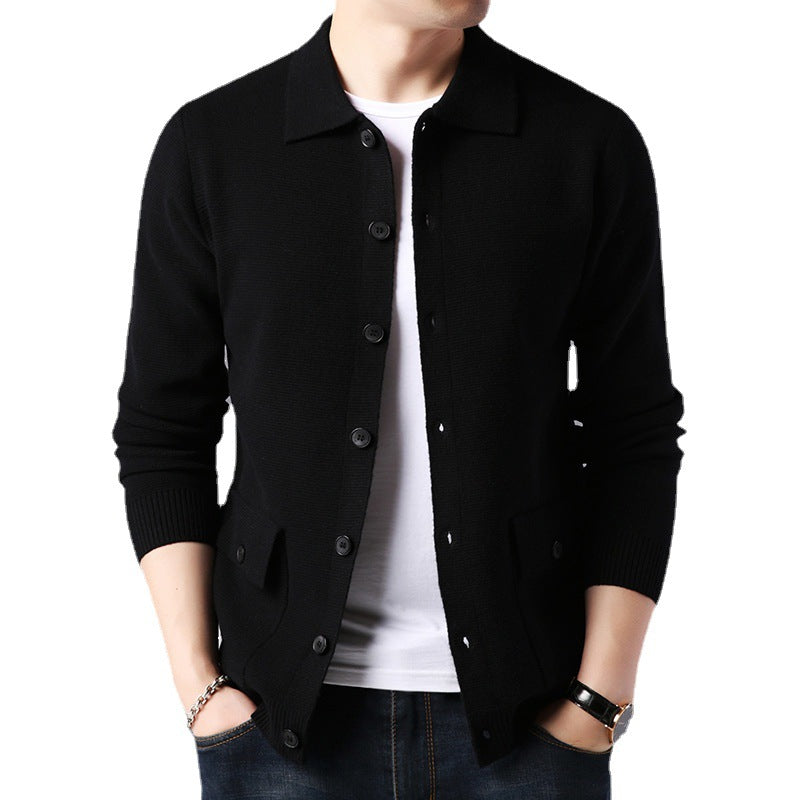 Herren modische Strickjacke mit praktischen Taschen und elegantem V-Ausschnitt Echoarchiv