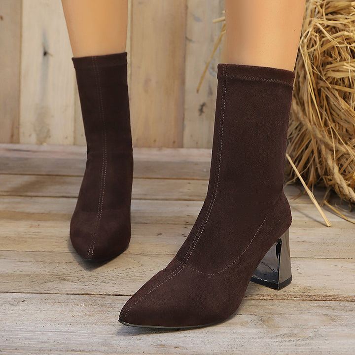 Damen Elegante Wildleder Stiefeletten mit Blockabsatz Echo Archiv