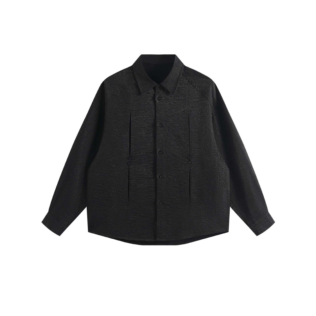Damen Oversize-Hemdbluse aus strukturierter Baumwollmischung mit Kellerfalten Echoarchiv