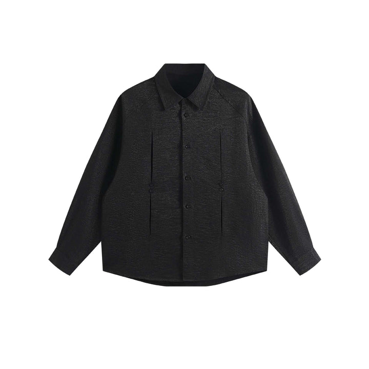 Damen Oversize-Hemdbluse aus strukturierter Baumwollmischung mit Kellerfalten Echoarchiv