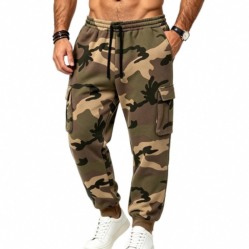 Herren Cargohose im Jogger-Stil mit elastischem Bund, Kordelzug und Mehrfachtaschen Echoarchiv