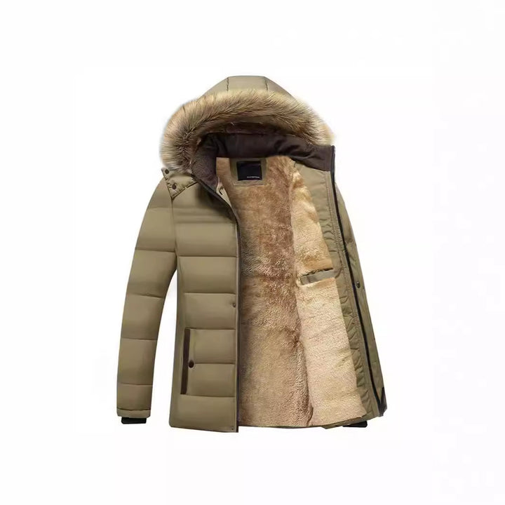Herren Winterparka mit wärmendem Teddyfutter, abnehmbarer Kapuze und hoher Stehkragen – Marzano