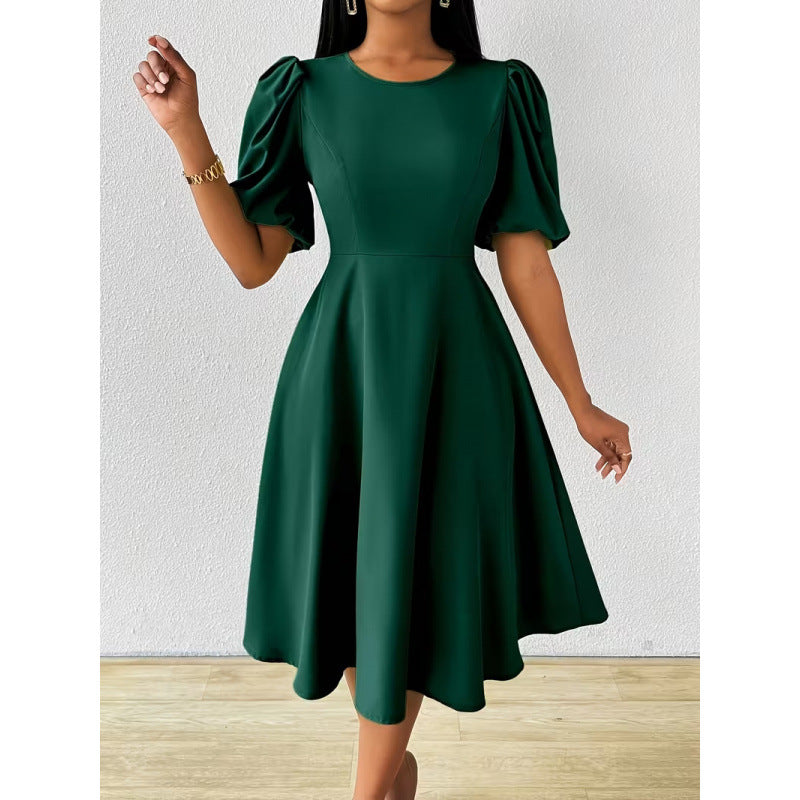 Damen Midi-Kleid mit Puffärmeln und schwingendem Saum Echo Archiv
