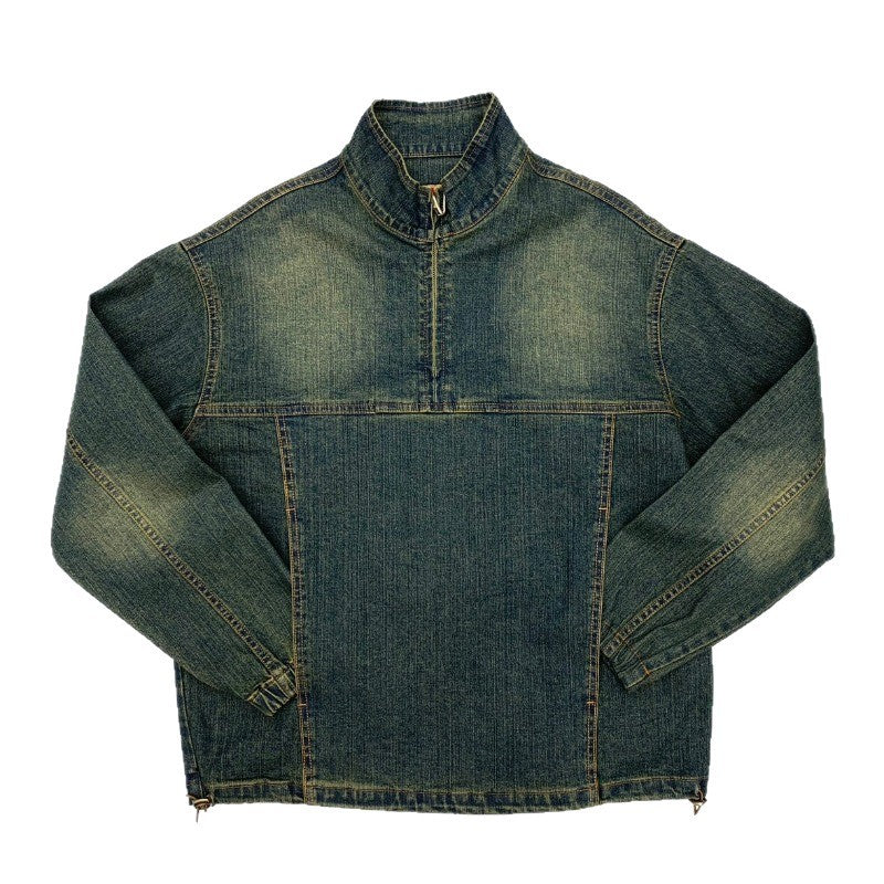Herren Sportliche Jeansjacke mit Hohem Kragen Echo Archive