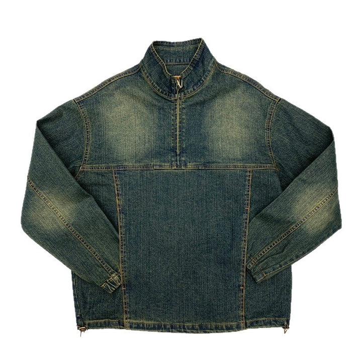 Herren Sportliche Jeansjacke mit Hohem Kragen Echo Archive