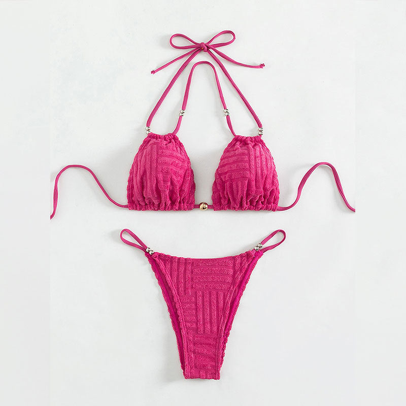 Damen Triangel-Bikini mit strukturiertem Obermaterial und goldenen Akzenten Echo Archiv