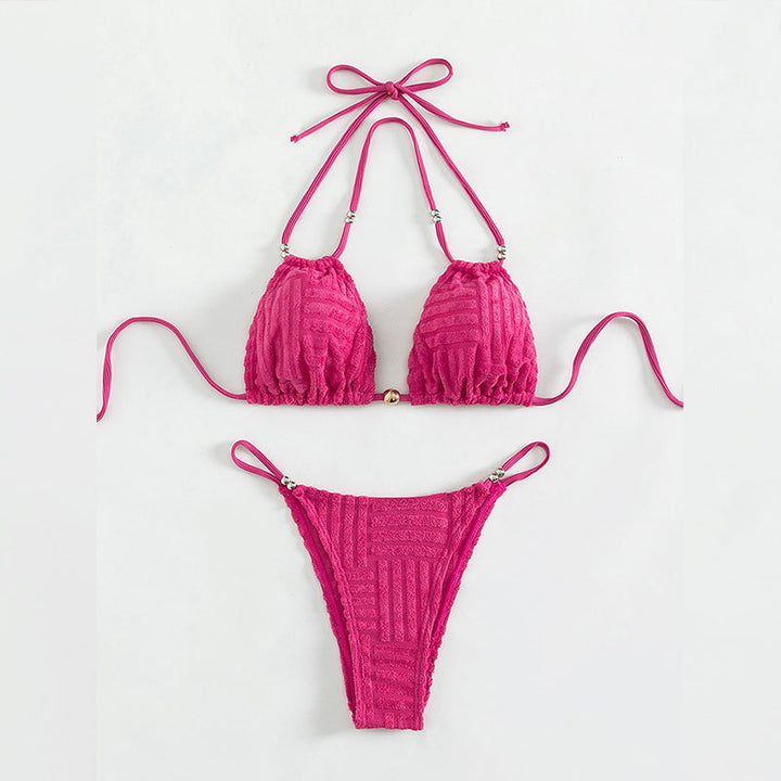Damen Triangel-Bikini mit strukturiertem Obermaterial und goldenen Akzenten Echo Archiv