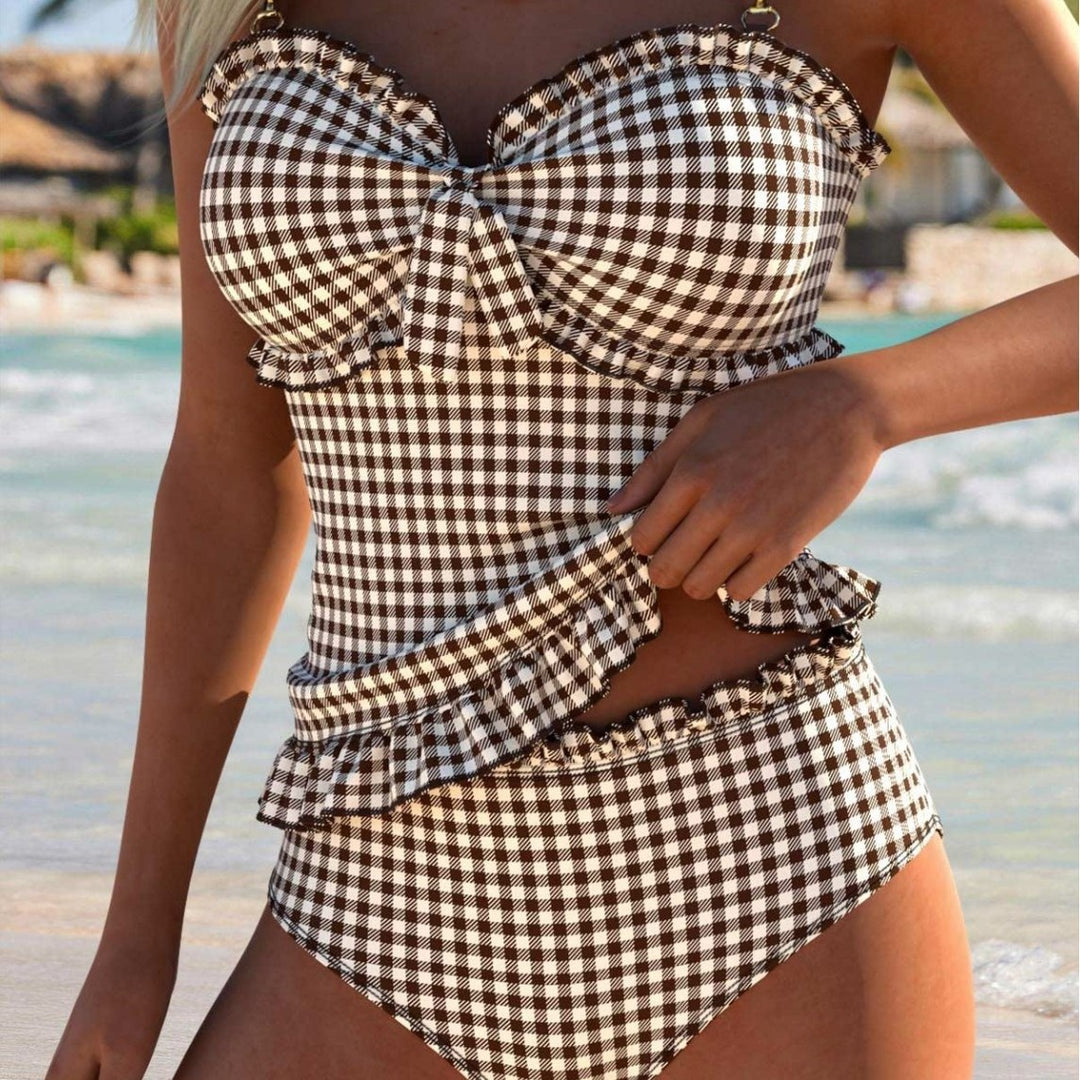 Damen Buntes Rüschenshirt-Tankini Echo Archiv