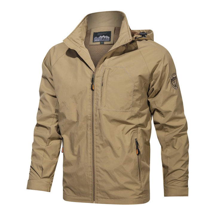 Herren nan leichte winddichte Outdoorjacke mit Kapuze und taktischer Brusttasche Echo Archiv
