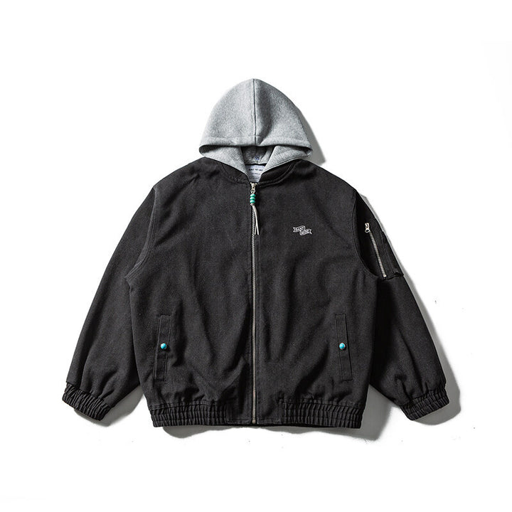 Unisex Oversize Canvas Kapuzenblouson mit Utilityärmeltasche und elastischem Bund Echoarchiv