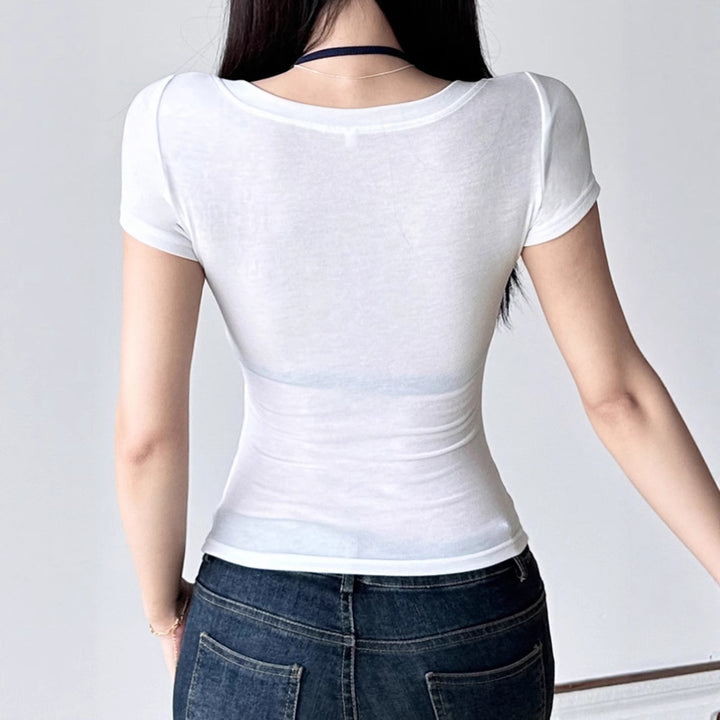 Damen Kurzarmbluse mit angesagtem Henley-Design und praktischer Brusttasche Echo Archiv