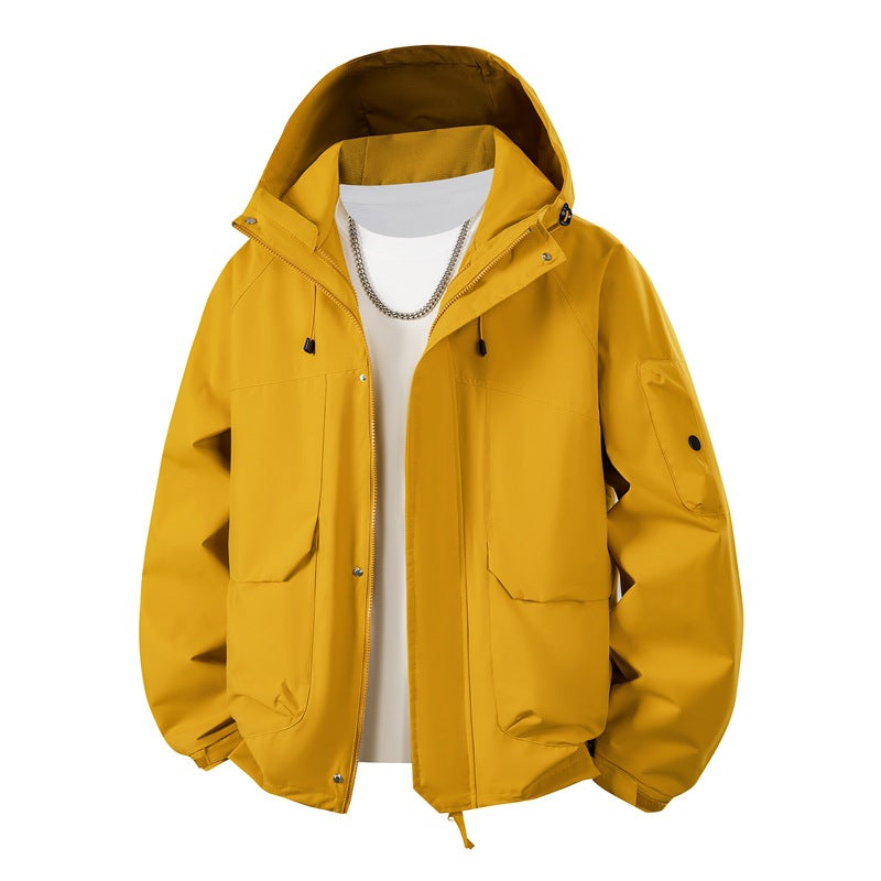 Herren wasserdichte Kapuzenjacke für den Außenbereich mit winddichter Membran, verstellbarem Saum und multifunktionalen Taschen – Cavarno
