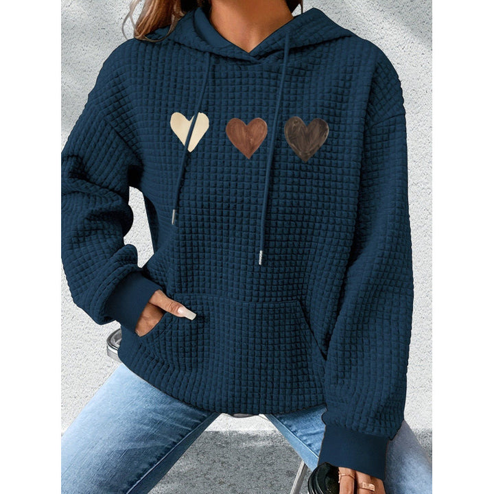 Damen Gemütlicher Kapuzenpullover mit Herzmotiv Echoarchiv