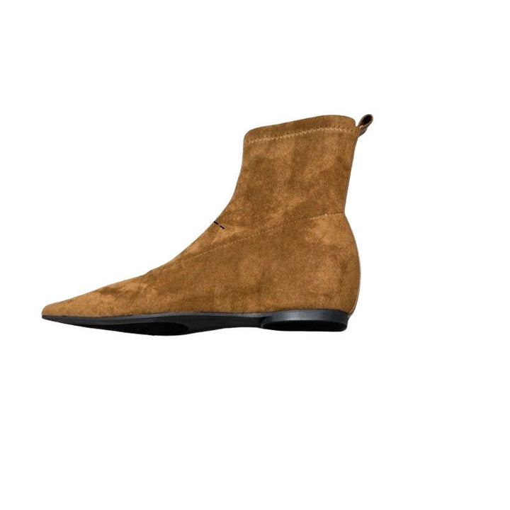 Damen spitz zulaufende Sock‑Stiefeletten aus Velourslederoptik mit engem Schaft Echo Archiv