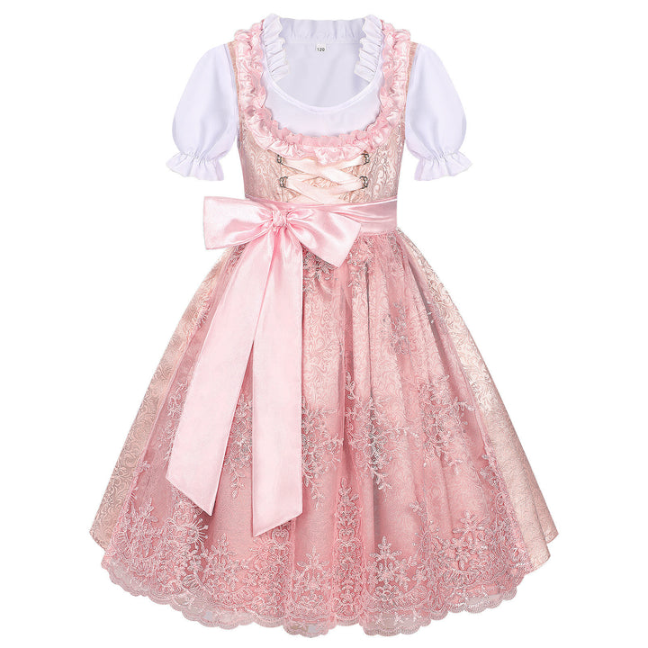 Damen nan traditionelles Kinderdirndl mit bestickter Schürze und Rüschenbluse Echo Archiv