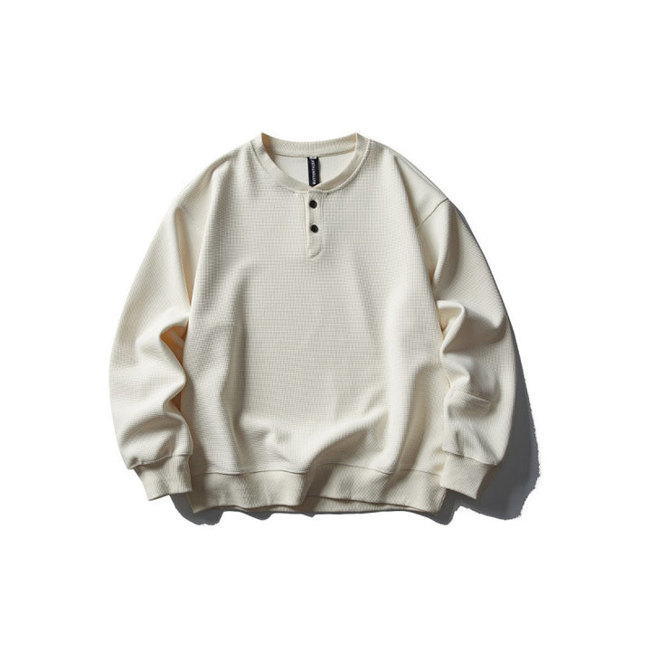Unisex Waffelstrick-Henley-Sweatshirt im Oversize‑Cut mit Knopfleiste Echo Archiv