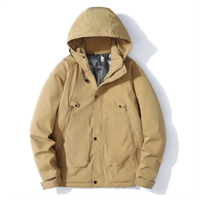 Herren Leichte Kapuzenjacke aus Softshell mit Thermofutter und minimalistischen Reißverschlusstaschen Echo Archiv