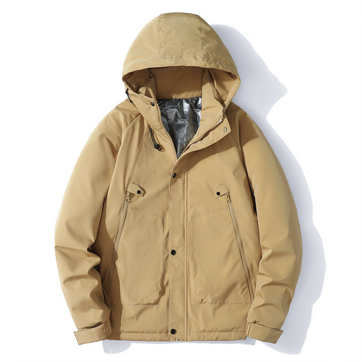 Herren Leichte Kapuzenjacke aus Softshell mit Thermofutter und minimalistischen Reißverschlusstaschen Echo Archiv