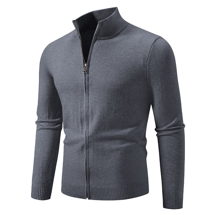 Herren nan schmal geschnittene Reißverschluss-Strickjacke mit geripptem Stehkragen und feinem Baumwollmix Echo Archiv