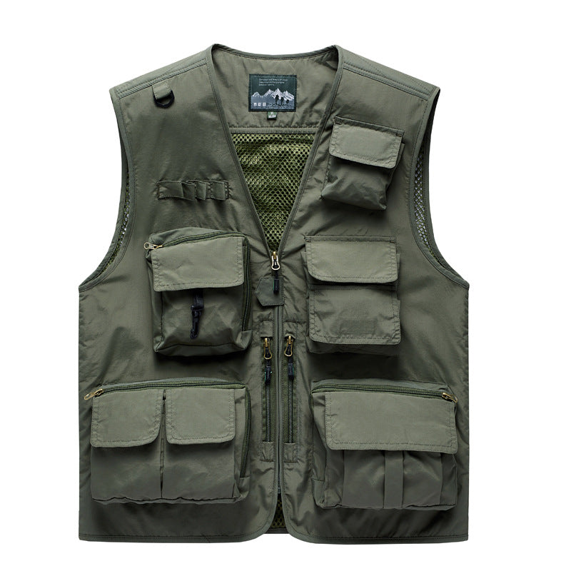 Herren Outdoor-Mehrfachtaschenweste im Anglerstil mit luftiger Mesh‑Rückenpartie und Schnellzugriffstaschen – Marzano