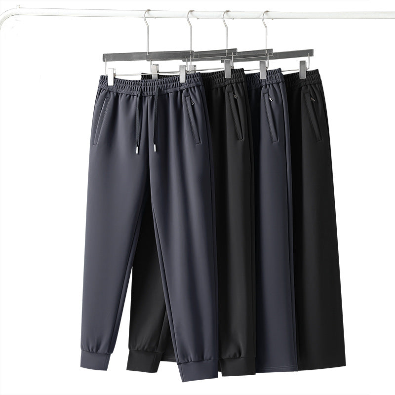 Herren elastische Freizeithose mit Kordelzug, geradem Bein und verdeckten Reißverschlusstaschen – Sorevano