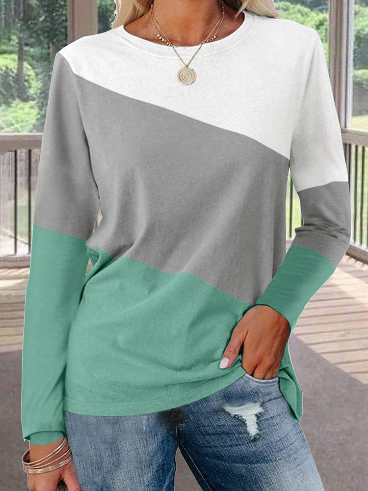 Damen Langärmeliges Oversize-Sweatshirt mit abstraktem Aquarell-Mosaikprint – Avérine