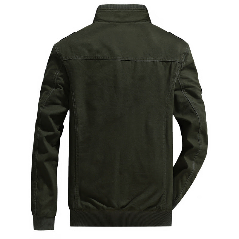 Herren Canvas-Flightjacke mit wärmender Fleece-Innenlage, Schulterklappen und Multifunktions-Taschen – Taviero