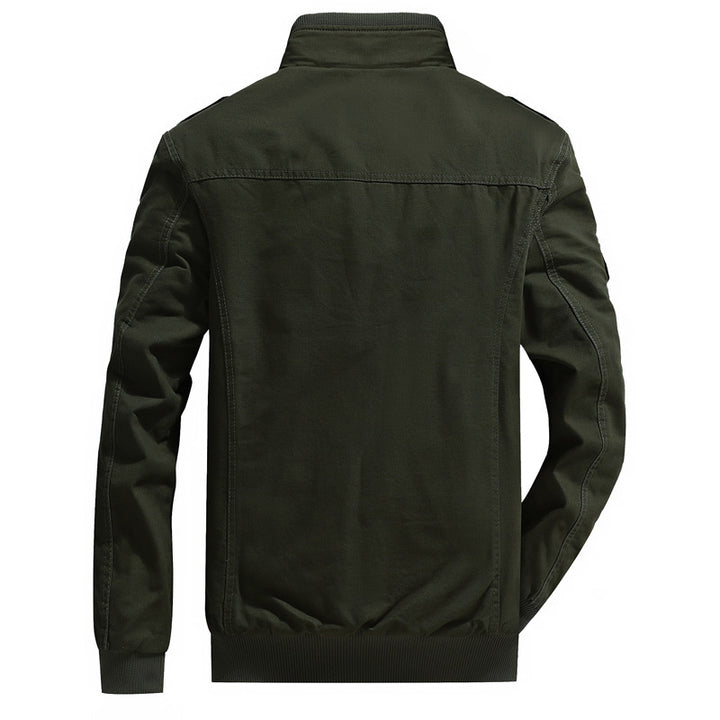 Herren Canvas-Flightjacke mit wärmender Fleece-Innenlage, Schulterklappen und Multifunktions-Taschen – Taviero