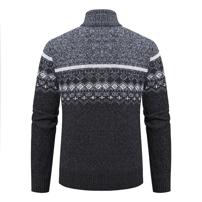 Herren Strickjacke mit modernem Muster und hohem Kragen Echoarchiv
