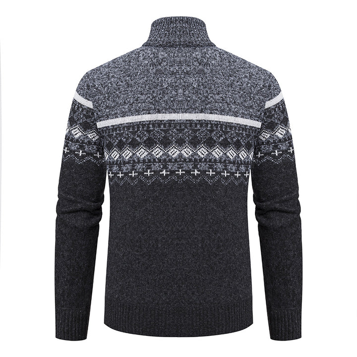 Herren Strickjacke mit modernem Muster und hohem Kragen Echoarchiv