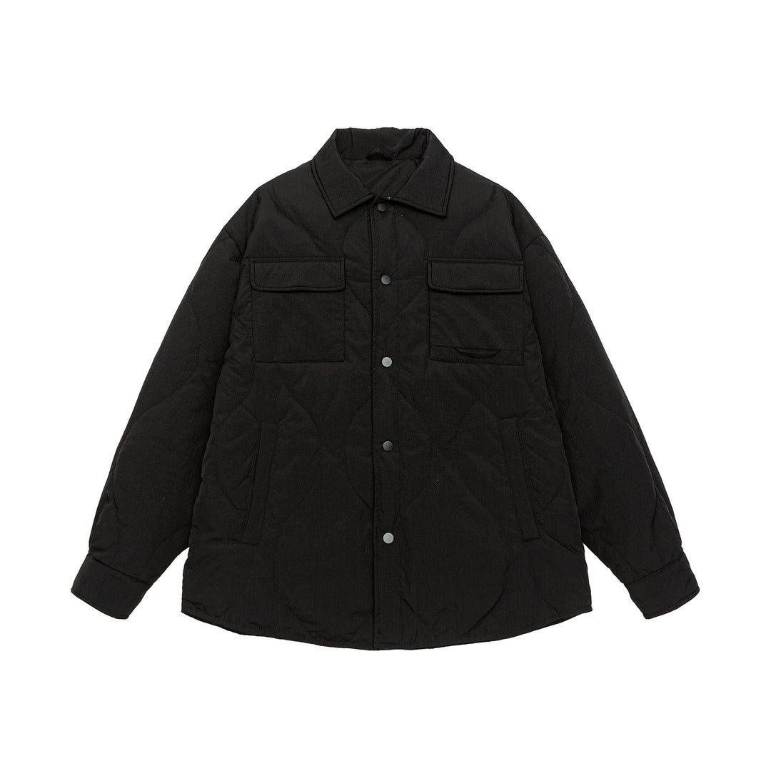 Herren Gesteppte Oversize-Hemdjacke mit Steppung, Druckknöpfen und Brusttaschen Echoarchiv