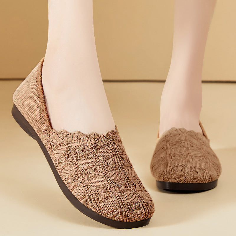 Damen nan gestrickter Komfort-Ballerina-Slipper mit elastischem Einstieg, geformter Polstersohle und rutschfester Flexlaufsohle Echo Archiv