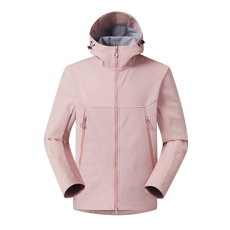 Herren Minimalistische Softshell-Hoodie mit atmungsaktiver Membran, verdeckten Reißverschlusstaschen und ergonomischem Schnitt Echo Archiv