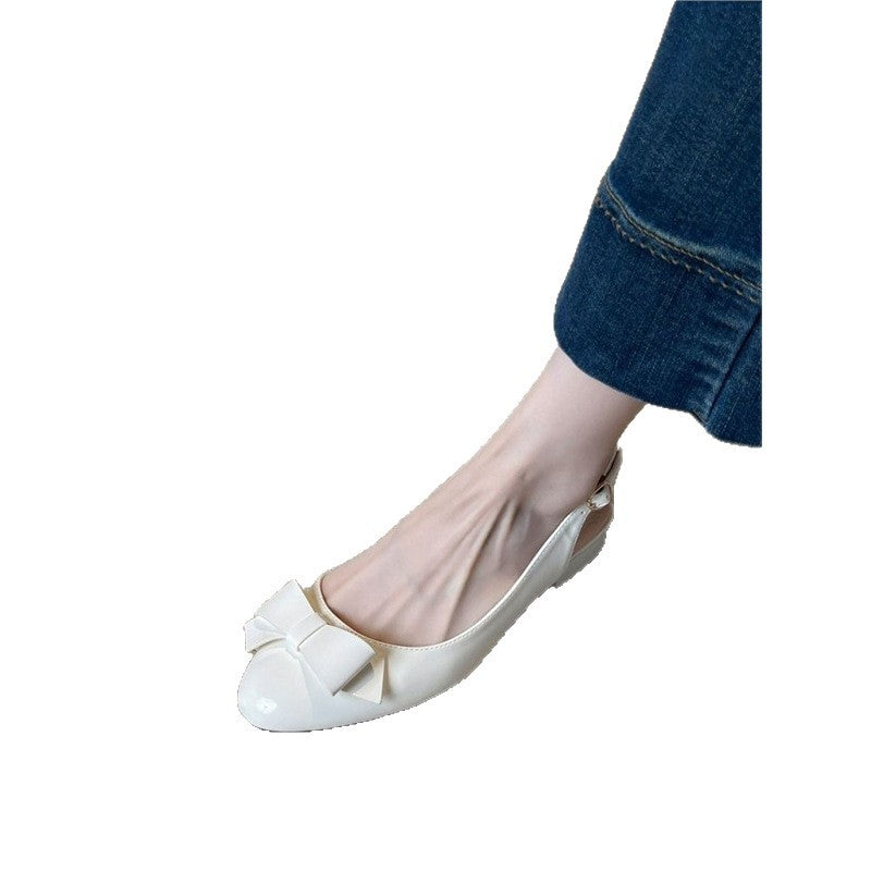 Damen Runde-Zehen Slingback-Ballerinas mit Lackfinish und Schleifen-Detail – Lioré