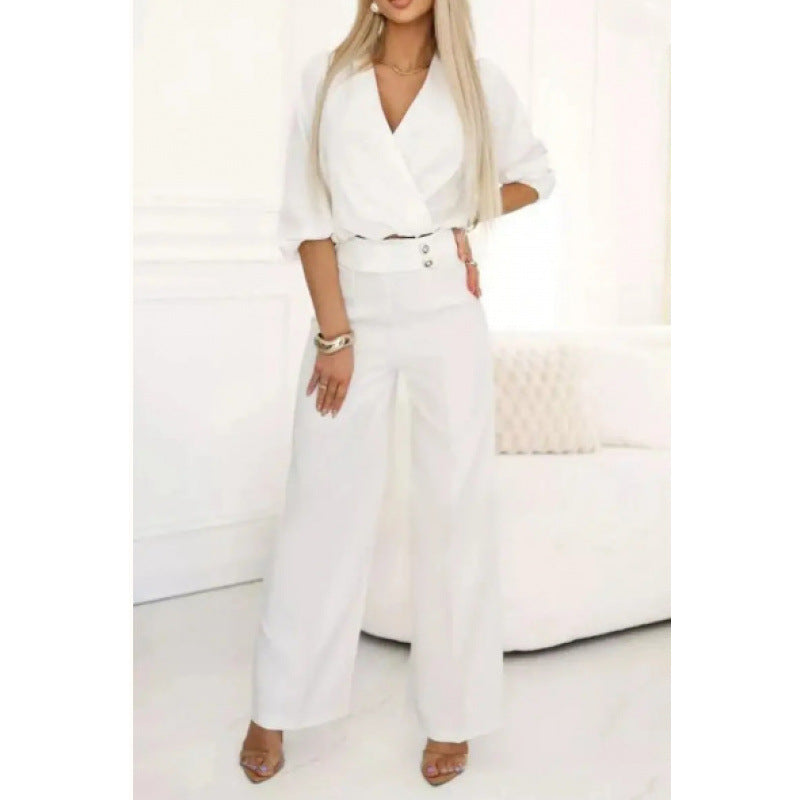 Damen elegantes Jumpsuit mit weiten Beinen Echoarchiv