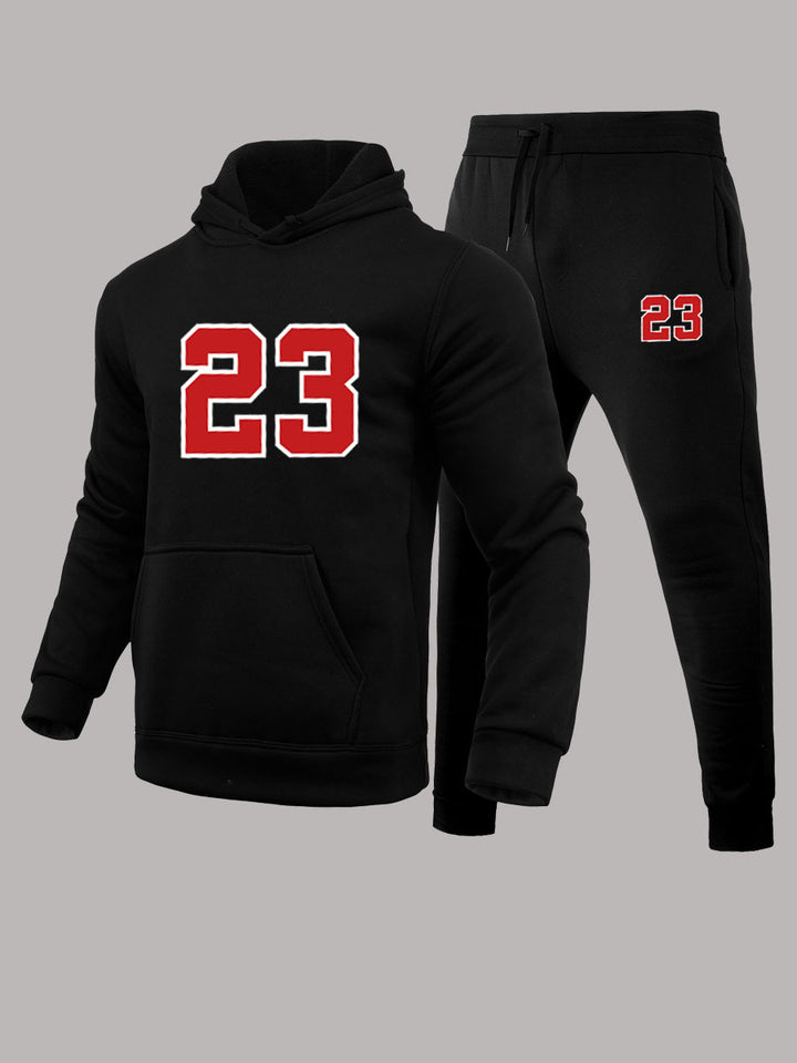 Herren Hoodie- und Jogginghose-Set mit auffälligem Druck und sportlicher Passform Echoarchiv