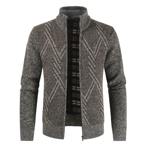Herren Strickjacke mit hoch geschlossenem Kragen und strukturiertem Design Echoarchiv