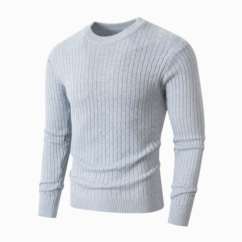 Herren Merino-Mix Feinstrickpullover mit Zopfmuster, Rippbündchen und schmaler Silhouette Echo Archiv