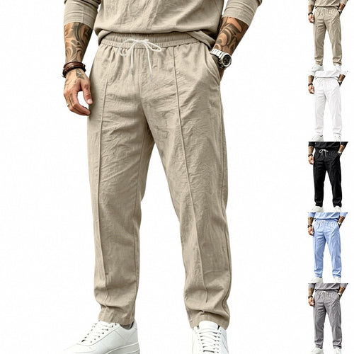 Herren Tapered-Freizeithose mit Tunnelzug, Bügelfalte und elastischem Saum Echoarchiv