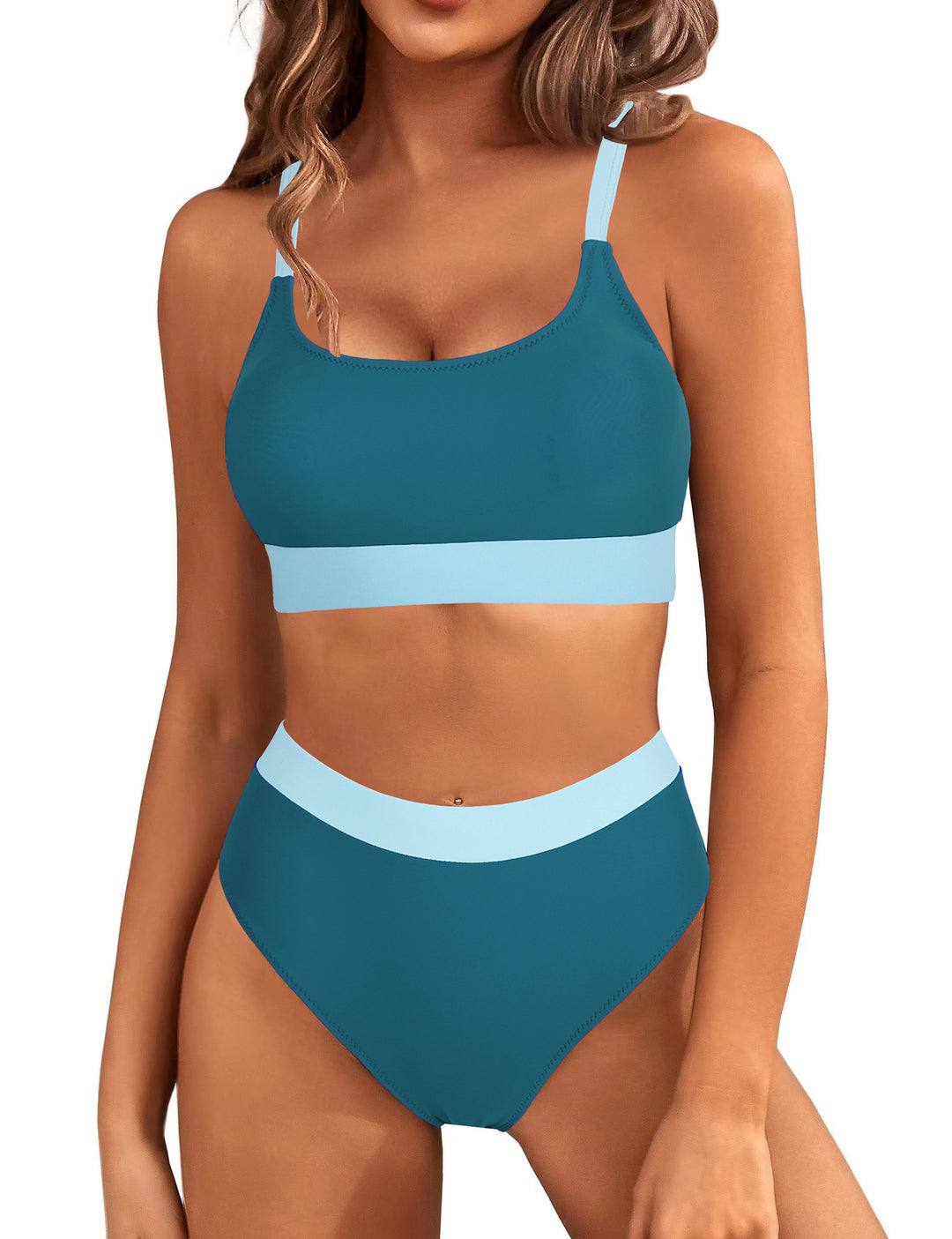 Damen Bikini-Set mit farbblockierendem Design und hohem Bund Echo Archiv