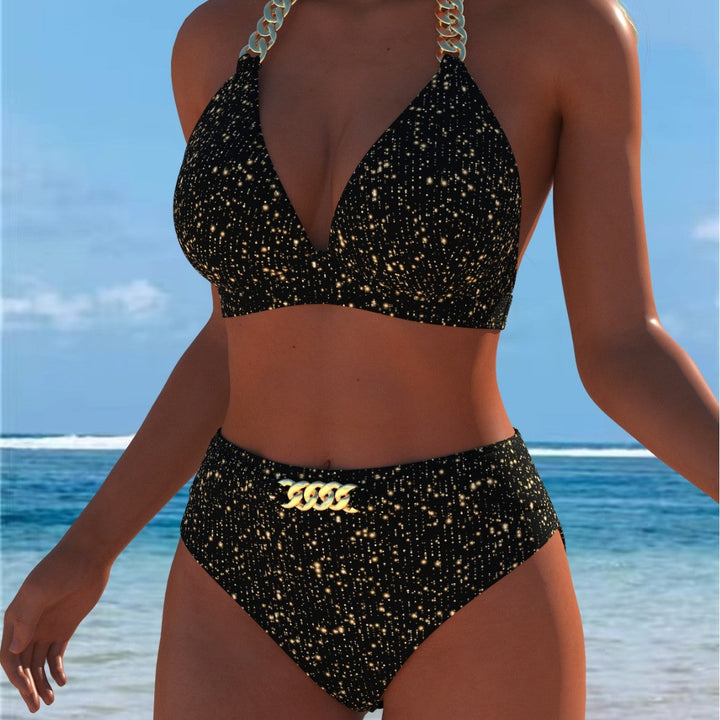 Damen Bikini mit luxuriösem Marmormuster und edlen Details Echoarchiv