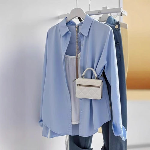 Damen nan leichte weit geschnittene Hemdbluse aus Baumwollmischung mit klassischem Kragen Echo Archiv