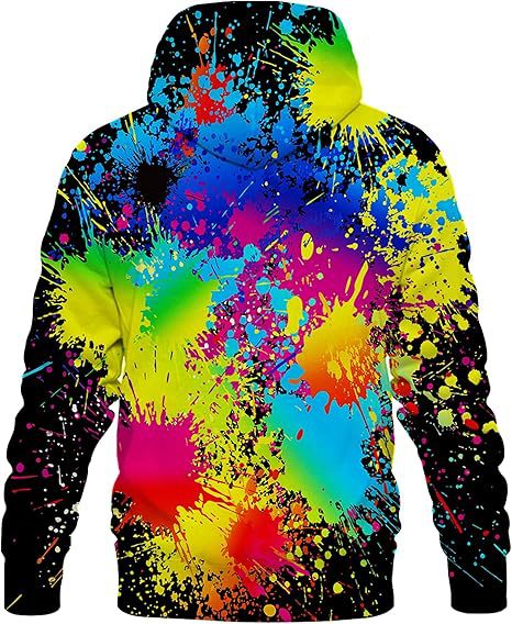 Damen Farbenfroher Hoodie mit kreativen Spritzmotiven Echoarchiv