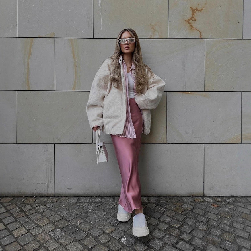 Damen Oversized Wolljacke mit knopflosem Design und weichem Innenfutter Echo Archiv