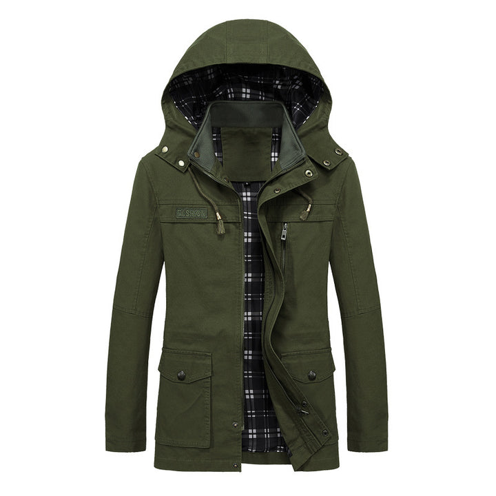 Herren Urbaner Canvas-Parka mit karierter Innenfütterung und Utility-Taschen Echo Archiv