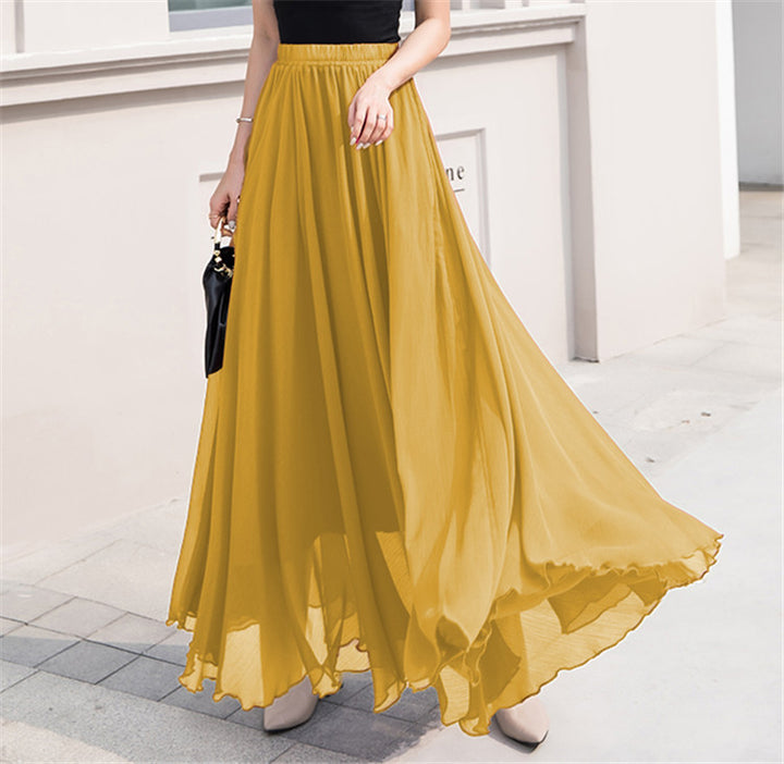 Damen nan Maxi-Chiffonrock mit elastischem Bund und fließender A-Linie Echo Archiv